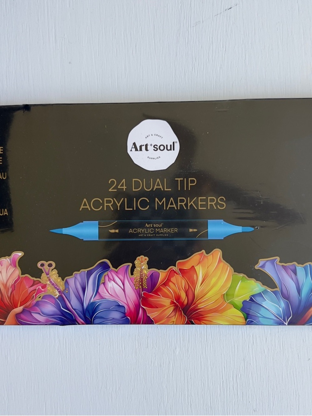 Art'soul 24 Dual Tip Acrylic Markers - Black Pack with Blue Accent